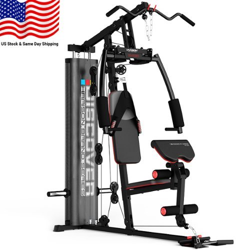 HARISON - Multifunctional Home Gym Equipment, Full Body Workout Equipment with Pulley System, No Weights（BBG11511) - Black-Front_Standard 