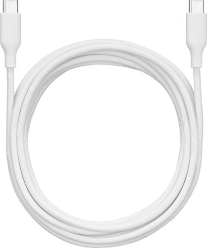 Best Buy essentials™ 10' USB-C to USB-C Braided Charge-and-Sync Cable - White WORLDWIDE DELIVERY