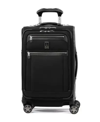 Front. Travelpro - Travelpro Platinum Elite Softside Expandable 21" Carry On Spinner - Shadow Black.