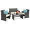 Best Choice Products - 4-Piece Outdoor Wicker Patio Conversation Furniture Set w/ Table, Cushions - Gray/Cream-Front_Standard