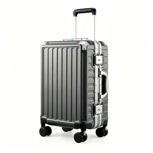 Front. LUGGEX - LUGGEX Carry On Hardside PC Luggage 8010S Aluminum Frame Zipperless - ZX-Core - Charcoal Metallic.