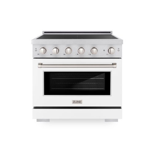 ZLINE - 36 in. 5.2 cu. ft. Paramount Freestanding Induction Range with 5 Burners and Electric Oven in Satin Steel w/ white Door - Matte White