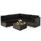 Costway - 6PCS Patio Rattan Furniture Set Cushioned Sofa Coffee Table - Black-Front_Standard