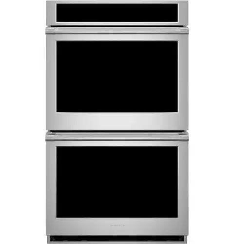Front. Monogram - Statement 30" Smart Built-In Double Electric Convection Wall Oven with No Pre-Heat Air Fry and Digital Recipe Box - Stainless Steel.