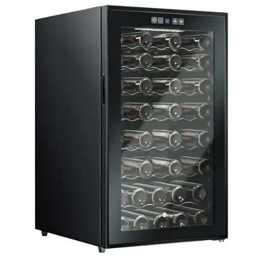 Front. KingChii - 52-Bottle Wine Cooler Refrigerator with Digital Temperature Control - Black.