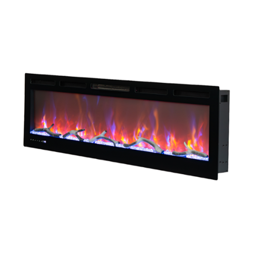 GARVEE - 50" Smart WiFi Electric Fireplace, Recessed & Wall Mounted Heater with 13 Colors & Remote Control - Black-Front_Standard 