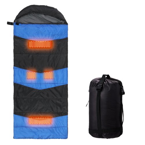 Winado - 1PC Rectangular Waterproof Sleeping Bag with Multi USB Heating Pads, Lightweight for Outdoor Backpacking Hiking Camping - Blue-Front_Standard 