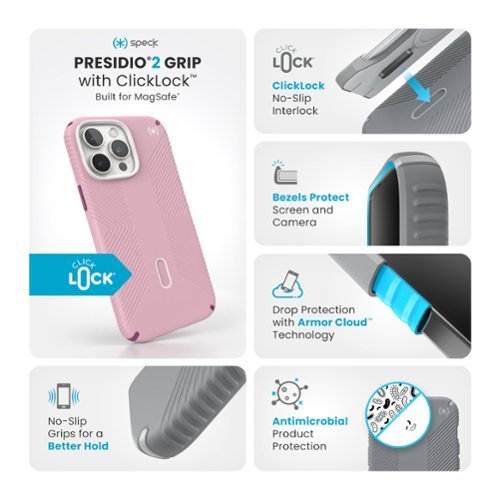 Speck Presidio2 Grip ClickLock Case with MagSafe for Apple iPhone 16 Pro Max - Wednesday Pink HOW TO BUY