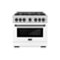 ZLINE Autograph 36" Select Gas Range w/ 6 Burners & White Door w/ Black Accents (HGRZ-WM-36-MB) - White-Front_Standard 