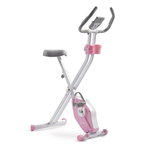 Sunny Health & Fitness - Foldable Magnetic Exercise X-Bike - Pink-Front_Standard 