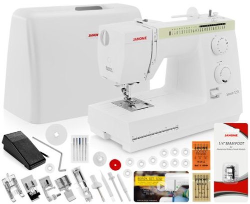 Janome - Sewist 725S Sewing Machine - Includes 1/4" Seam Foot + 10-Pack Bobbins + Universal Needles + Leather Needles - White-Front_Standard 