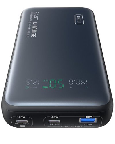 INIU - 140W Power Bank 25000mAh Fast Charging Portable Charger for Laptops, iPads, Tablets, iPhones, Samsung, etc - Black-Front_Standard 