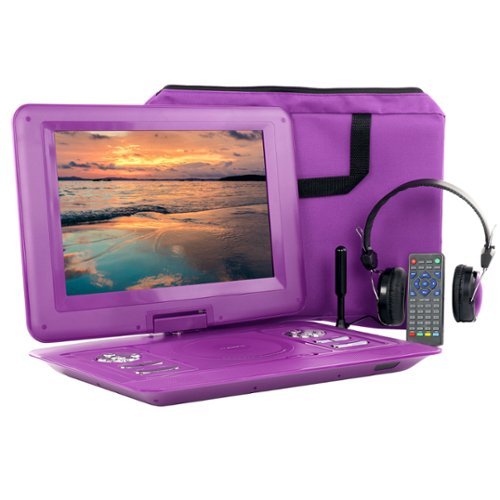 Trexonic - 15.4 Inch Portable TV+ DVD Player with Swivel TFT-LCD Screen and USB,SD,AV,HDMI Inputs - Purple-Front_Standard 