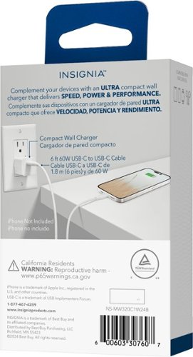 Insignia™ 20W USB-C Compact Wall Charger Kit for Smartphones, Tablets & More - White BUY IN MIDDLE EAST