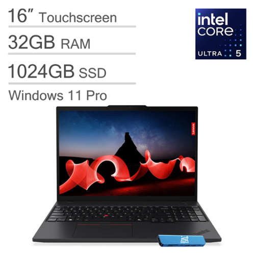 Lenovo - Upgraded - ThinkPad T16 Gen 3 Laptop - 16" FHD+ Touchscreen AI PC - Intel Core Ultra5 - 32GB RAM - 1TB SSD - Thunderbolt - Win11Pro - Black-Front_Standard 