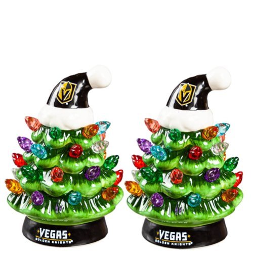 Evergreen Enterprises - Vegas Golden Knights 2-Pack 4" Ceramic LED Christmas Tree Set - Multicolor-Front_Standard 