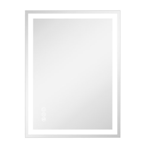 LOVMOR - 24 x 32 Inches Tempered Glass LED Bathroom Mirror with Anti-Fog & 3-Color Dimmable Lighting - Silver