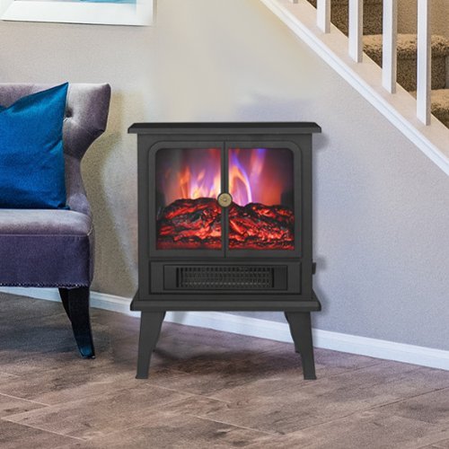 Ihomeadore - 14-inch Free standing Electric Fireplace with Flame Effect and Two heat settings - Black-Front_Standard 