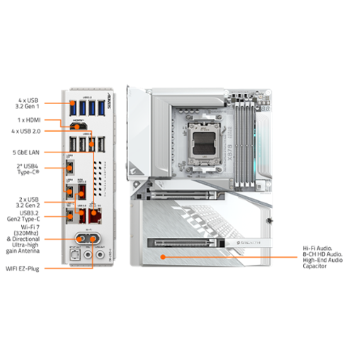 GIGABYTE X870 AORUS STEALTH ICE (Socket AM5) AMD X870 ATX DDR5 Wi