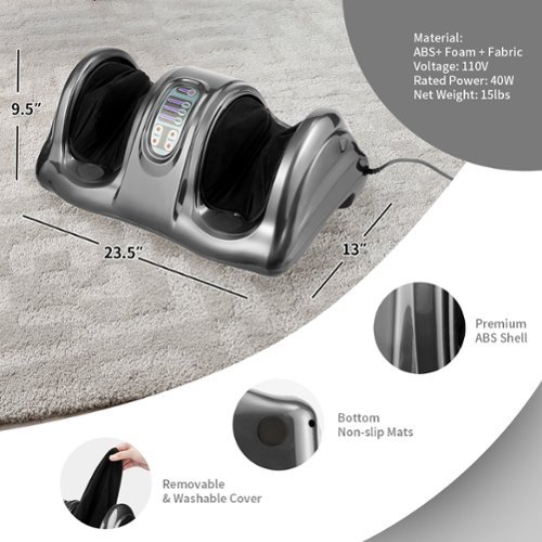 Costway Shiatsu Foot Massager Kneading and Rolling Leg Calf Ankle with Remote - Gray GLOBAL SHIPPING
