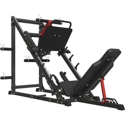 Syedee - Leg Press Machine , 2000LBS Weight Capacity Adjustable Leg Machine with Resistance Band Pegs and Plate Storages - Black-Front_Standard 