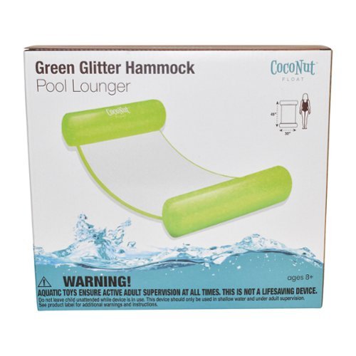 Salus Brands, LLC CocoNut Float: Green Glitter Hammock Pool Lounger - 49 x 30 Inflatable Drifter, Exercise Saddle & Relaxation Chair WORLDWIDE DELIVERY