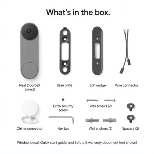 Google Nest Doorbell (wired, 3rd gen) - Latest Model - 2K Video and Gemini - Hazel BUY IN CANADA