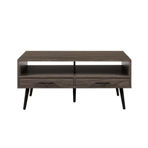 Walker Edison - Contemporary 2-Drawer Coffee Table with Open Storage - Slate Grey/Black-Front_Standard 