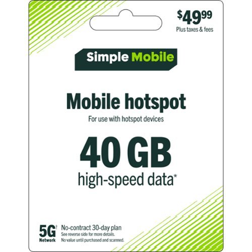 Simple Mobile - $49.99 Mobile Hotspot 40GB 30-Day Plan (Email Delivery) [Digital]-Front_Standard 