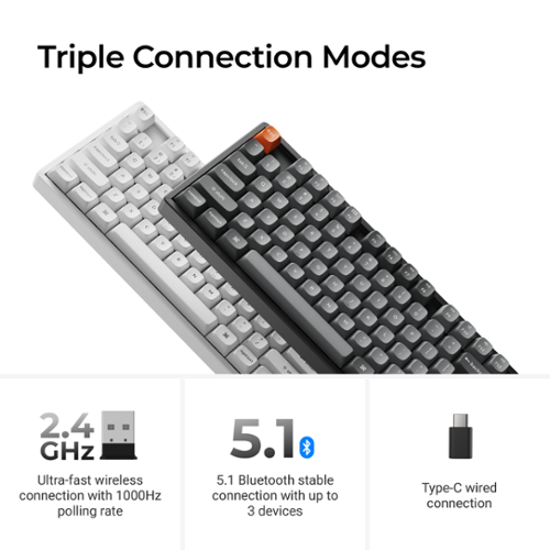 Keychron K8 Max TKL 2.4GHz Wireless Mechanical Keyboard with White