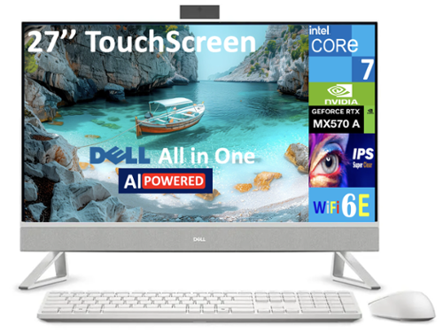 Dell - 27 All in One (Core 7 150U, 32GB, 2TB SSD, 27, (1920x1080), MX570 A, Win 11 Pro ) - White-Front_Standard 