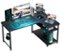 GTPlayer - L Shaped Carbon Fiber Gaming Desk with Monitor Stand - Black-Front_Standard 