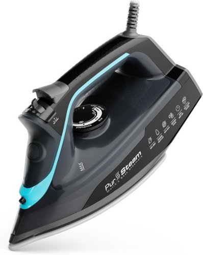 PurSteam - SteamBurst+ 1750W Steam Iron, Ceramic Soleplate, Adjustable Steam, Burst of Steam, Self-Clean, Anti-Calc, Anti-Drip - Gray-Front_Standard 
