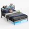 Bestier - Bed Frame Platform Bed with Storage Headboard LED Lights and Charging Station Queen - Grey-Front_Standard 