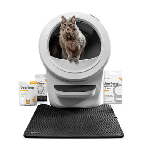 Whisker - Litter-Robot® 4 Smart App-Controlled Self-Cleaning Litter Box Core Accessories Bundle - White-Front_Standard 
