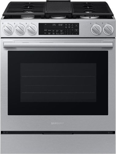 Samsung - Bespoke Smart Slide-In Dual Fuel Range with Illuminated Precision Knobs, No Preheat Air Fry Max and True Convection - Stainless Steel