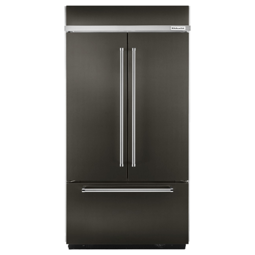 KitchenAid - 24.2 Cu. Ft. 42" Width Built-In Stainless French Door Refrigerator with Platinum Interior Design - Black Stainless Steel-Front_Standard 