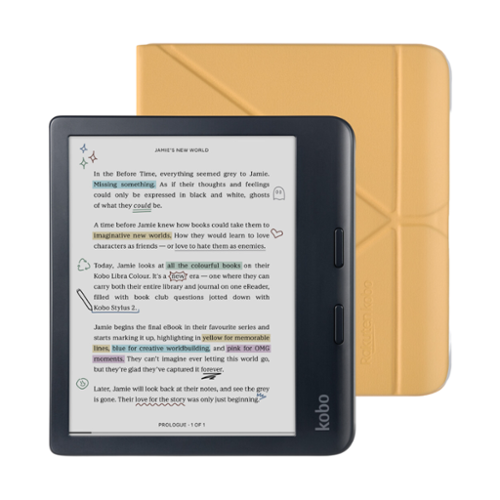 Kobo - Libra Colour eReader (Black) with Bundle - 2024 - Butter Yellow SleepCover-Front_Standard 
