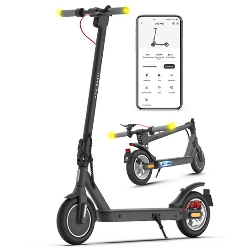5th Wheel - V30PRO Foldable Electric Scooter w/ 20 mi Max Operating Range & 18 mph Max Speed - Black-Front_Standard 