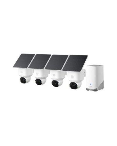 eufy - SoloCam E42 4‑Cam Kit + HomeBase S380, 4K Solar Wireless Outdoor, AI Tracking, Pan/Tilt, Strobe, Face ID, 16TB Local-Front_Standard 