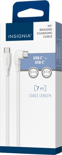 Insignia™ 7' USB-C to Right-Angle USB-C Braided Charging Cable - White WHERE TO BUY