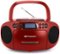 Emerson - Portable CD Player Boombox with Cassette Player Combo, Tape Recorder, AM/FM Radio, AUX Input, (EPB-3003 - Red-Front_Standard