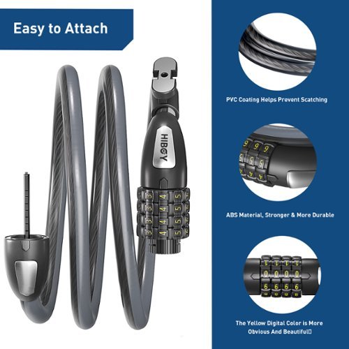 HiBoy Bike Lock, 3.3 Feet Bike Cable Locks - Black - Silver BUY IN MIDDLE EAST