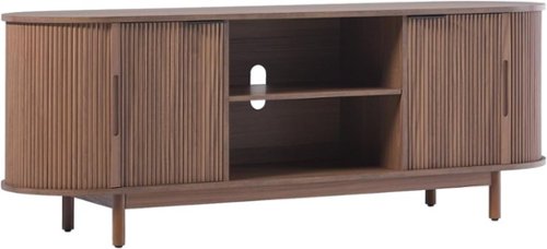 Walker Edison - Modern Reeded 60” TV Stand with Open and Concealed Storage - Mocha