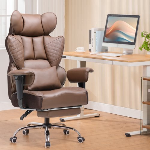 CloudRest Pro - 400 lbs Heavy Duty Office Chair Ergonomic Office Desk Chair Big and Tall Comfy Executive Chair - Brown-Front_Standard 