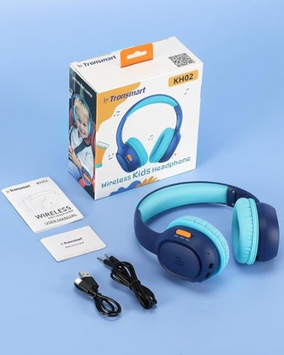Tronsmart KH02 Wireless Headphones with 74/85/93dB Safe Volume, Built-in Microphone, Bluetooth 5.3, 45H Playtime for School Travel - Navy Blue BUY IN AUSTRALIA
