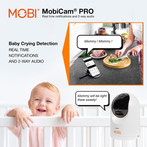 MOBI Cam PRO Intelligent Baby & Nursery Monitoring Indoor Pan, Tilt, Zoom Security Camera w/ Temperature & Humidity Sensor - White HOW TO BUY