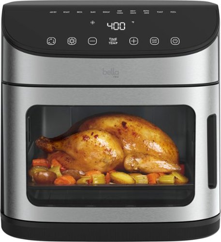 bella PRO - 12.6-qt. Air Fryer Oven: Air Fry, Roast, Broil, Bake, Dehydrate, Toast, Rotisserie + Keep Warm, Reheat & Pizza Functions - Stainless Steel-Front_Standard 