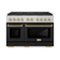 ZLINE - 48 in. Wide 8 Burner Autograph Paramount Gas Range with 8 DuoPro Burners & Black Doors w/ Gold Accents (PSGRZ-BLM-48-G) - Stainless Steel with Black Matte Door-Front_Standard