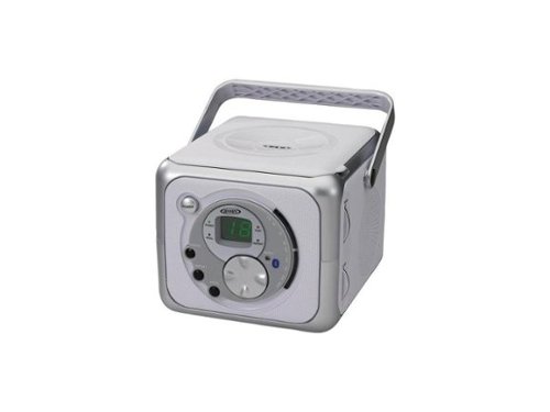 Jensen - CD555 Bluetooth Boombox with CD Player, FM Radio, Aux-In & Headphone Jack - White-Front_Standard 